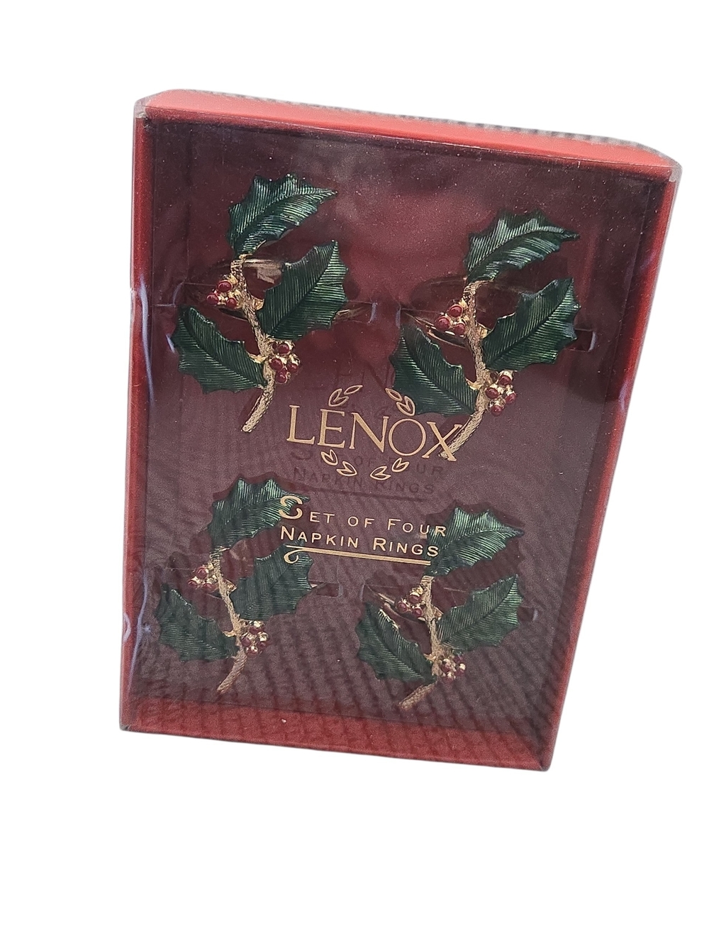Lenox Holly Napkin Rings with Red Berries (Set of 4)